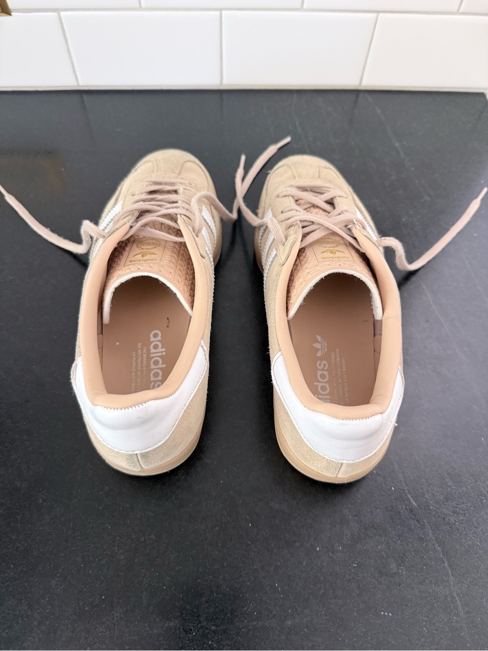 Adidas Gazelle Beige Suede Sneakers with White Stripes - Picture 3 of 6